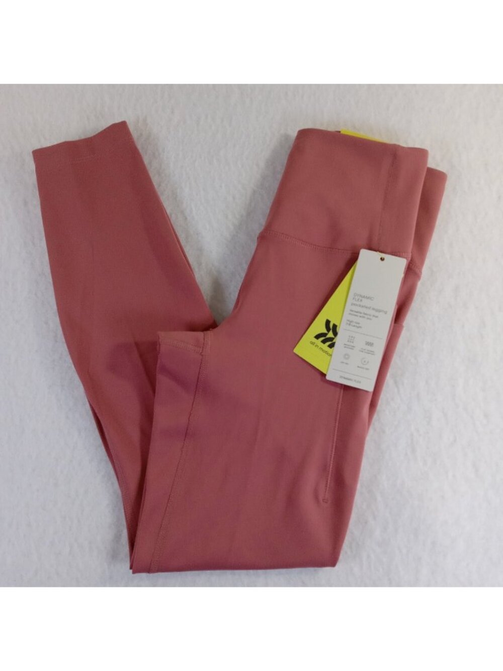 All in Motion Womens Rose Pink Dynamic Flex High Rise 7/8 Pocketed Leggings Sz S